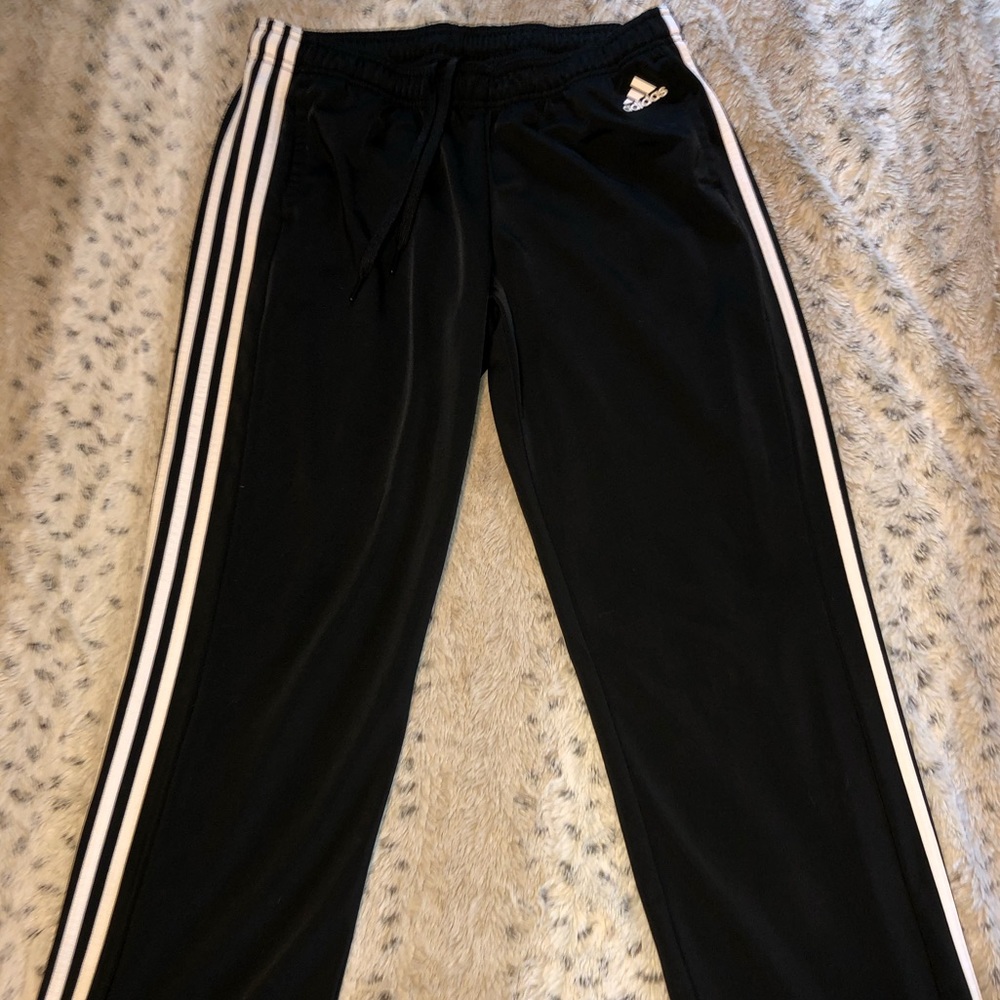 Adidas black athletic joggers with draw strings